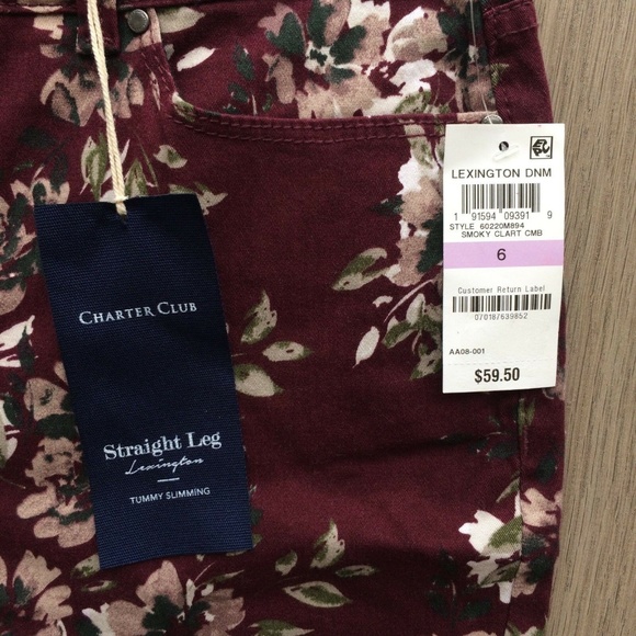 Charter Club Lexington Printed Straight Leg Jeans - Picture 5 of 8